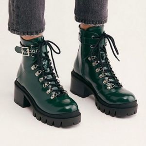 Jeffrey Campbell Czech Green Moto Platform Chunky Lug Sole Combat Boot Size 9